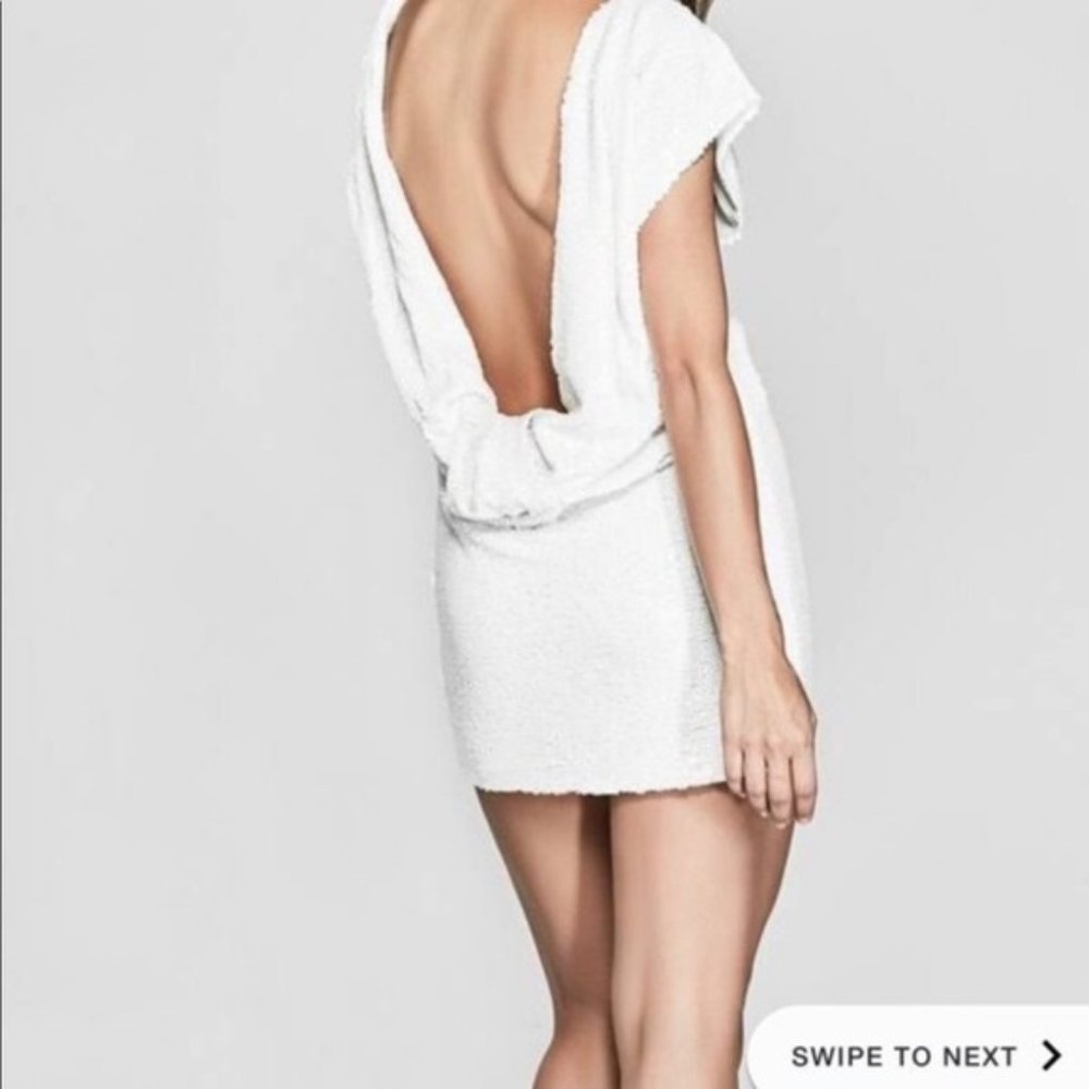 Marciano White Sequin Open Back Dress